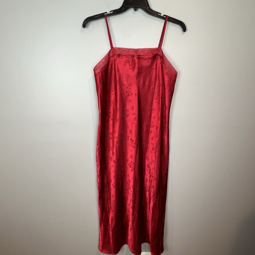 Jaclyn Smith Red Nightgown Size XL Square Neckline Asian Print 90s Y2K NWT